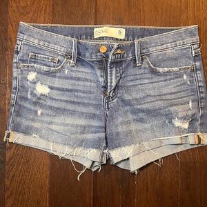 Abercrombie & Fitch Low Rise Distressed Jean Shorts